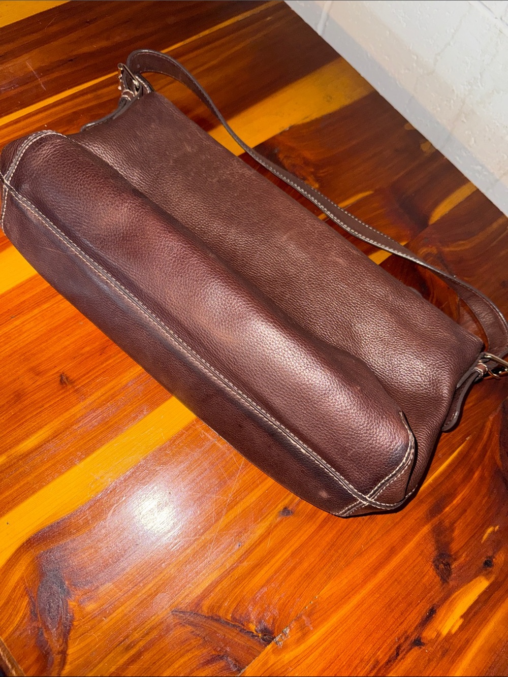 Fossil Dark Brown Pebbled Leather Shoulder Bag - Picture 2 of 5